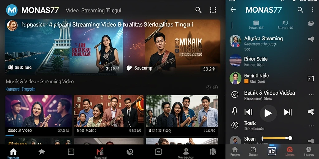 Antarmuka modern dan interaktif dari aplikasi Streaming Video MONAS77.