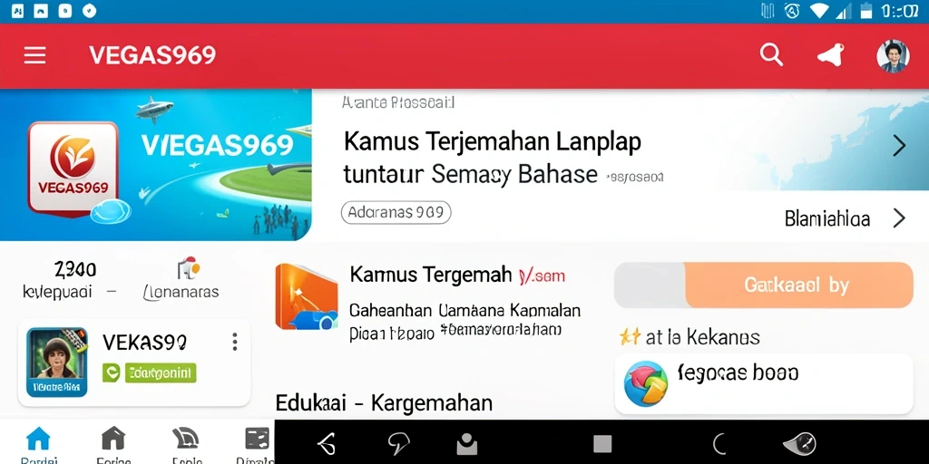 Tampilan antarmuka utama aplikasi Kamus Terjemahan VEGAS969.