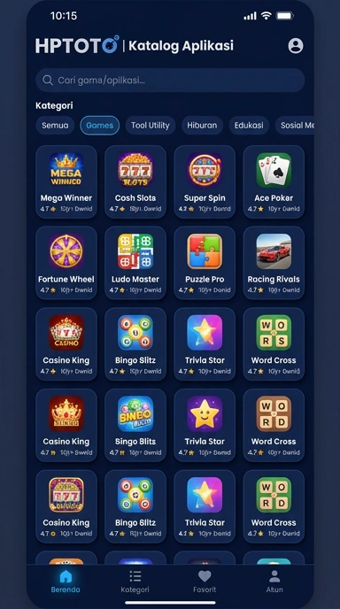 Tampilan katalog aplikasi hptoto