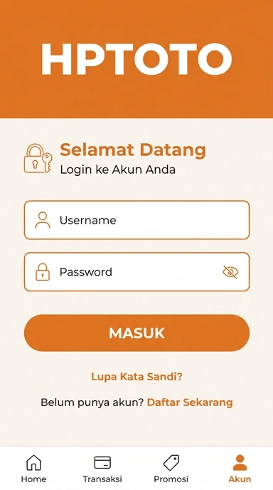 Tampilan halaman login hptoto